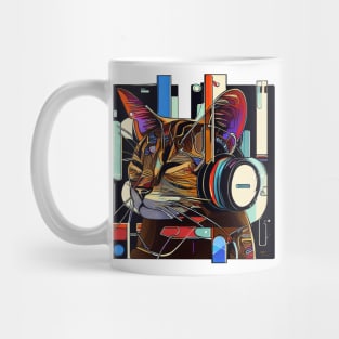 Music cute cat | Black, blue, and red Mug